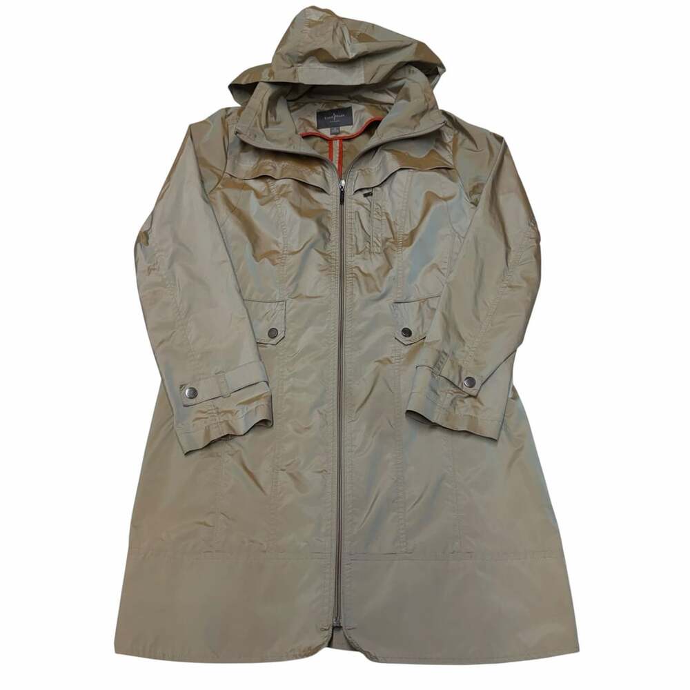 Cole Haan New York Tan Beige Rain Trench Coat Zip Style Women's Size M